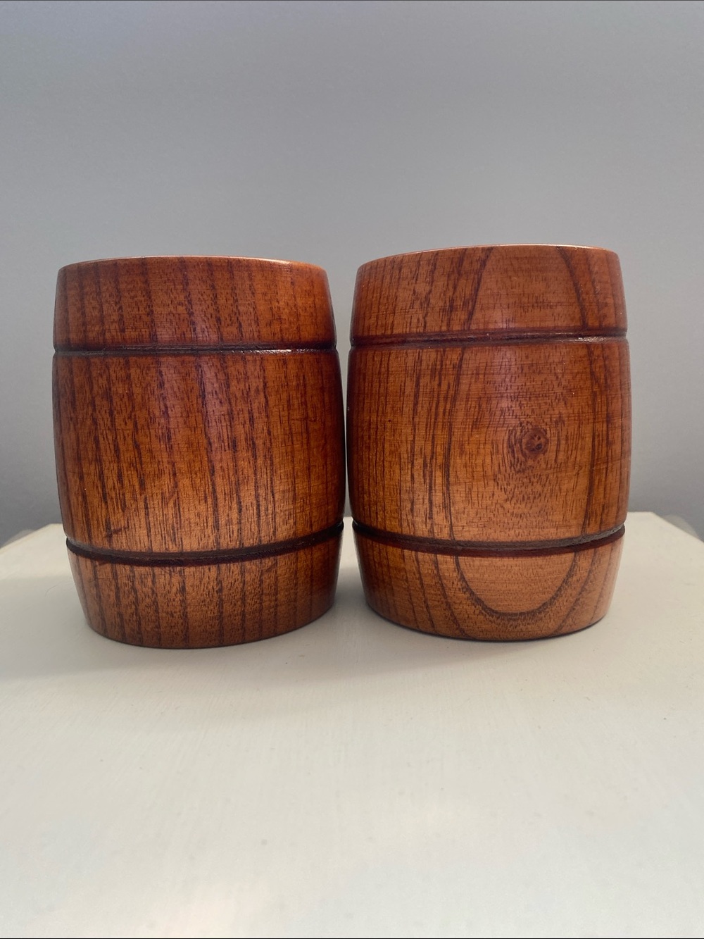 NWOT Pair of 12oz Finaltouch wooden tumblers.